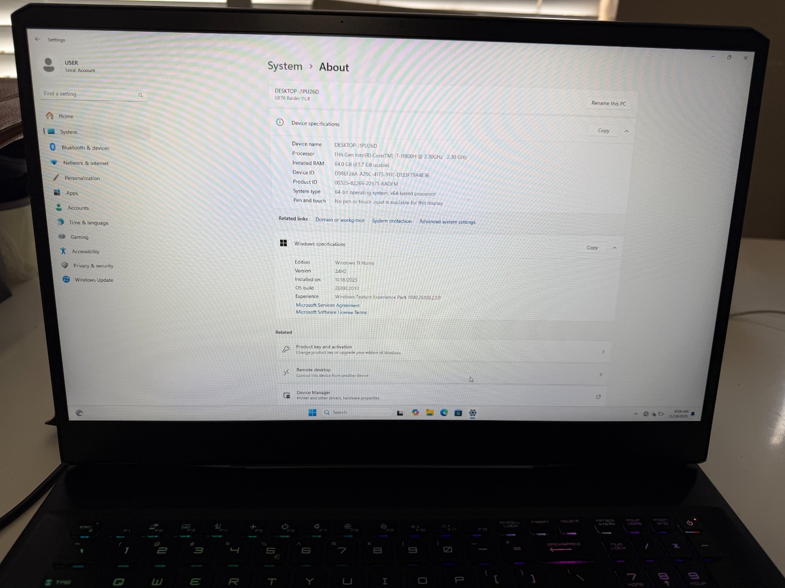 MSI GE76 RAIDER GAMING LAPTOP, 64GB RAM, 5T M.2, WINDOWS 11