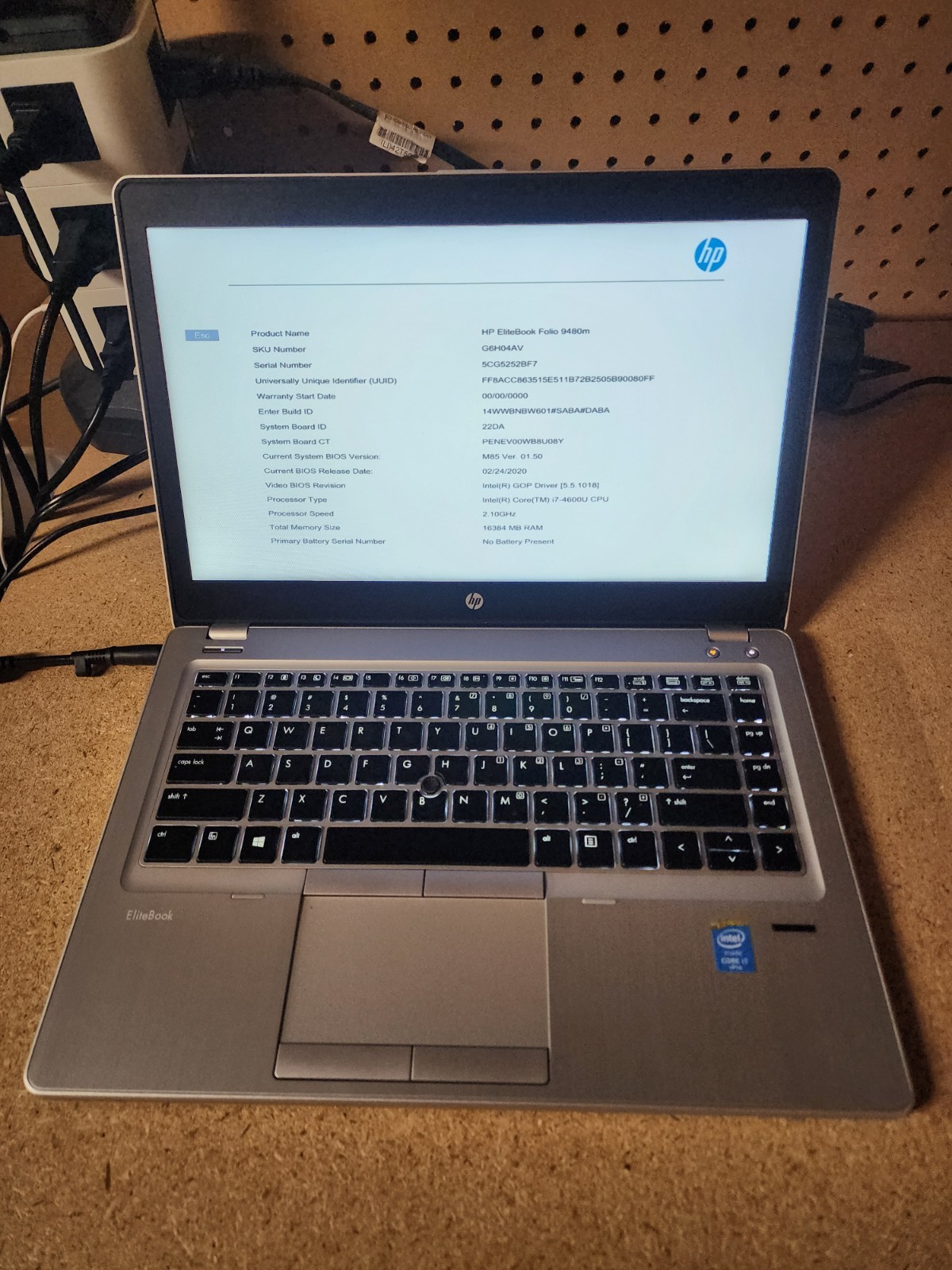 HP EliteBook Folio 9480M i7-4600U 2.1GHz 16GB RAM No HDD/OS BIOS Lock See Desc