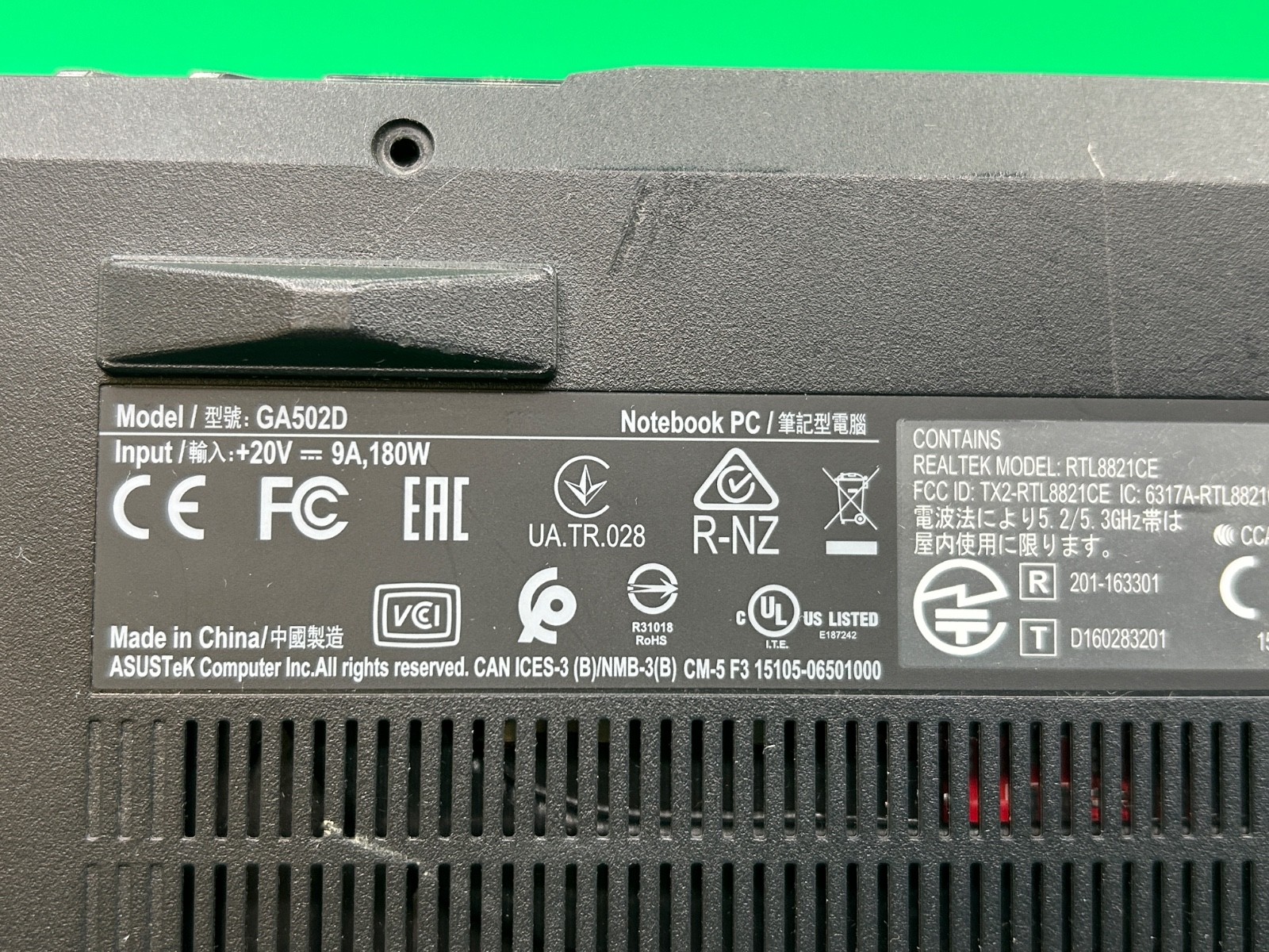 ROG Zephyrus G15 GA502DU-BR7N6 Ryzen 7 3750H NO Ram/SSD BAD SCREEN UNTESTED