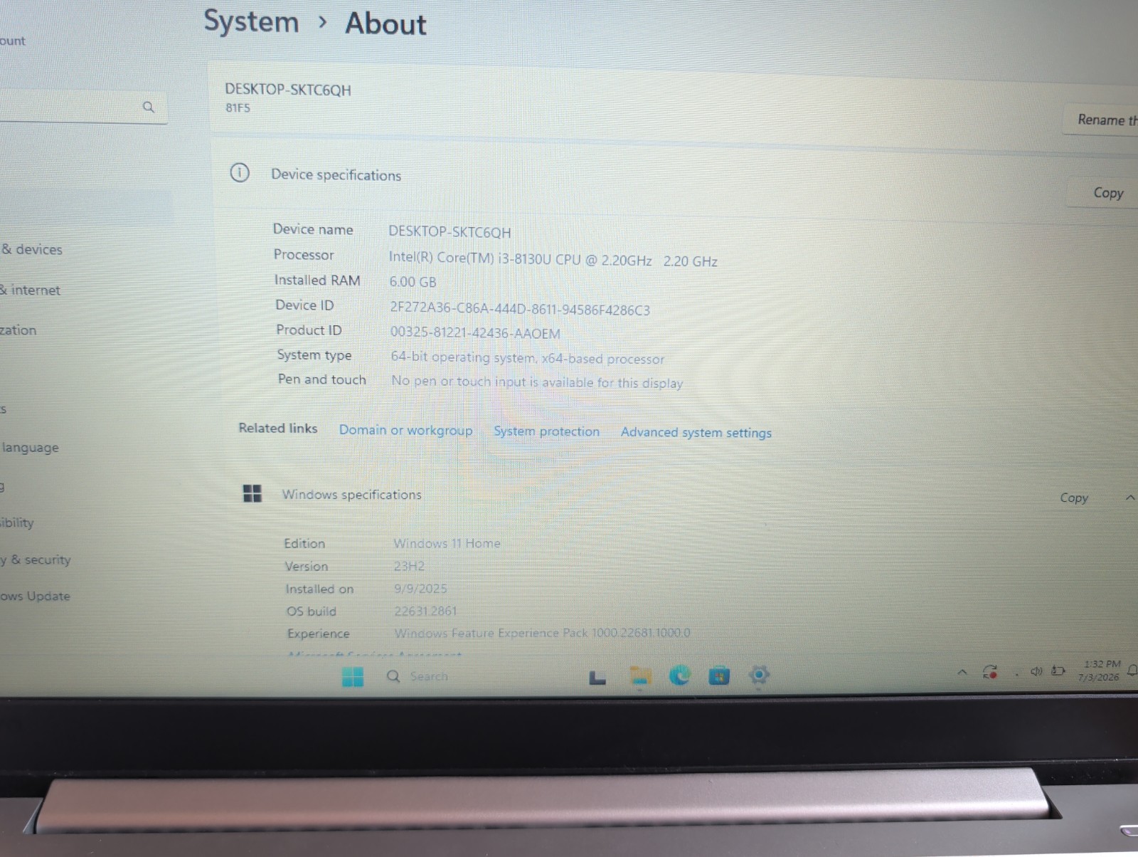 Lenovo IdeaPad 330s 15-IKB i3-8130U, 6GB, 1 TB HDD, Win 11 Home, W/ Charger