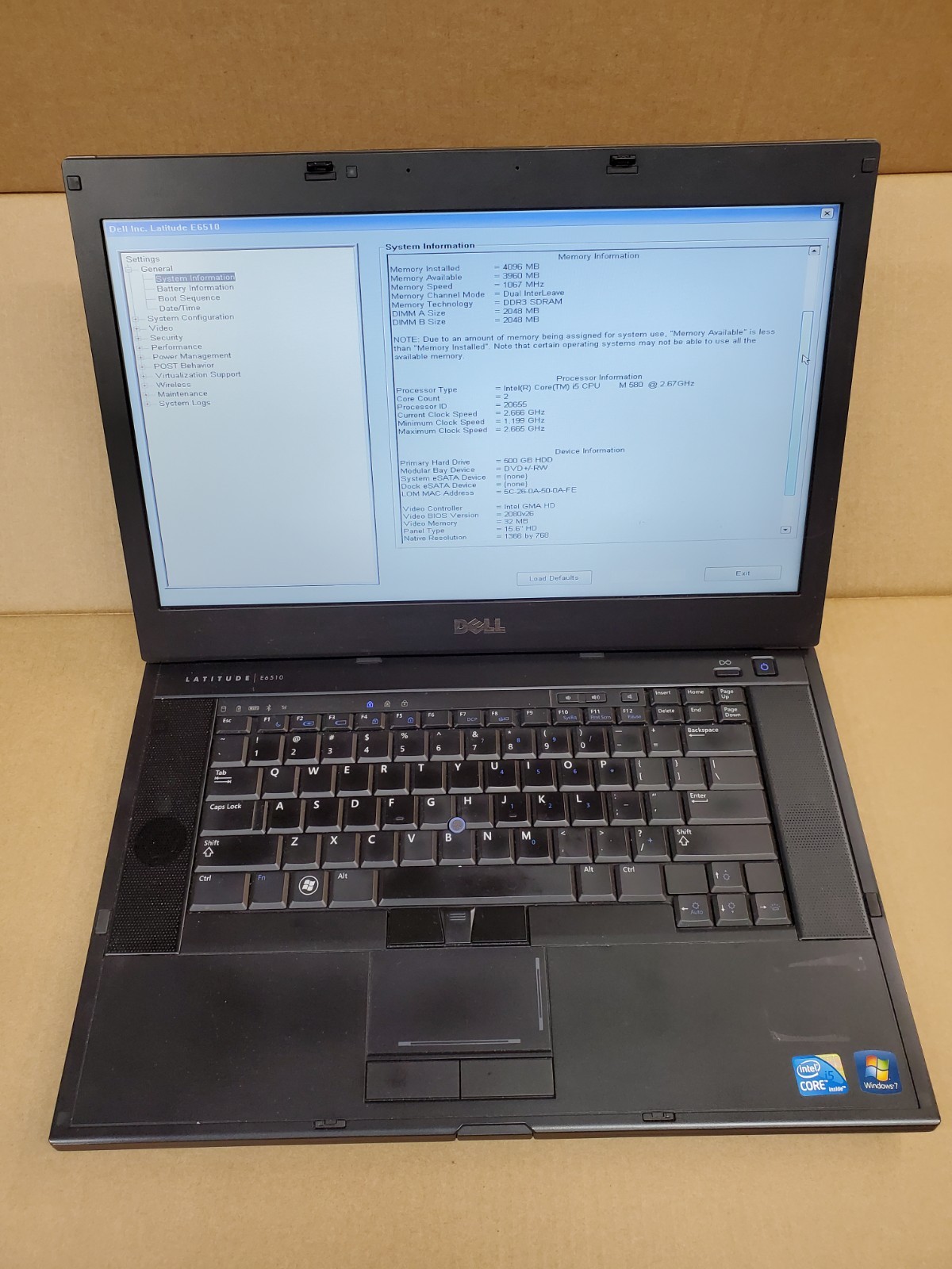 Dell Latitude E6510 14” Intel Core i5 M580 2.67GHz 4GB 500GB Win 10 Pro DVD-RW