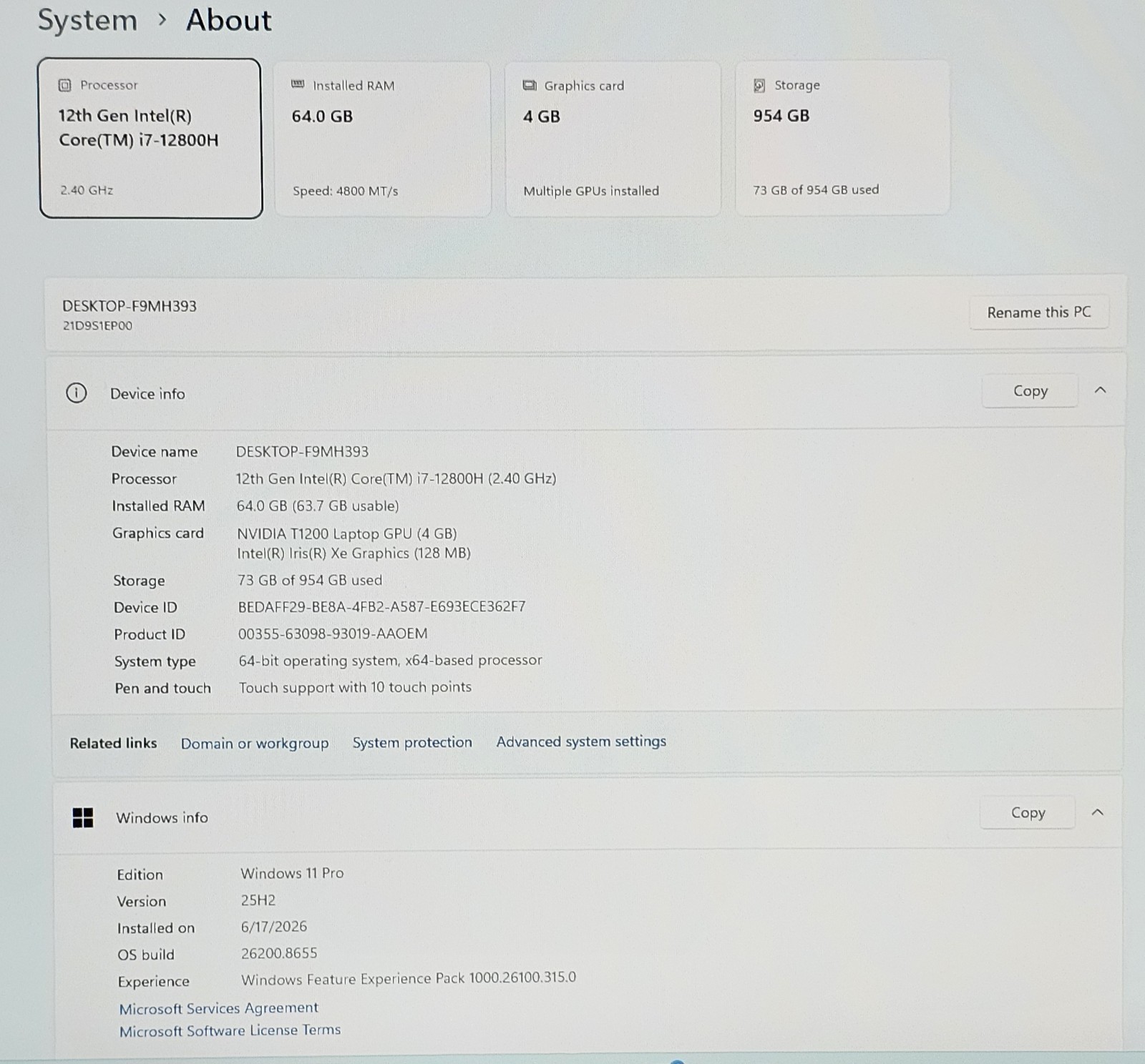Lenovo Thinkpad P15v Gen 3 15.6″ Touchscreen i7 1TB SSD 64GB RAM Webcam WIN 11
