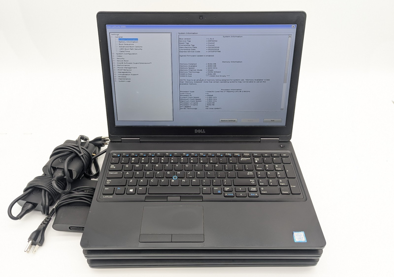 Lot of 3 Dell Latitude 5580 – Intel Core i7-7600U 2.9 GHz 8GB DDR4 RAM No OS/SSD