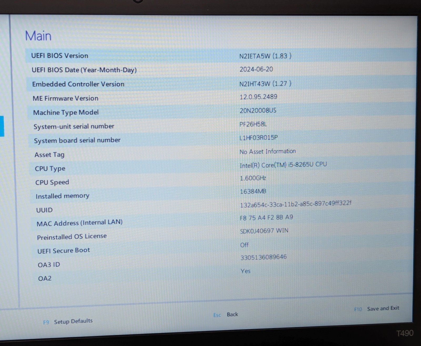 Incomplete Lenovo ThinkPad T490 14″ Laptop i5-8265U 16GB RAM – *BAD TOUCHPAD*