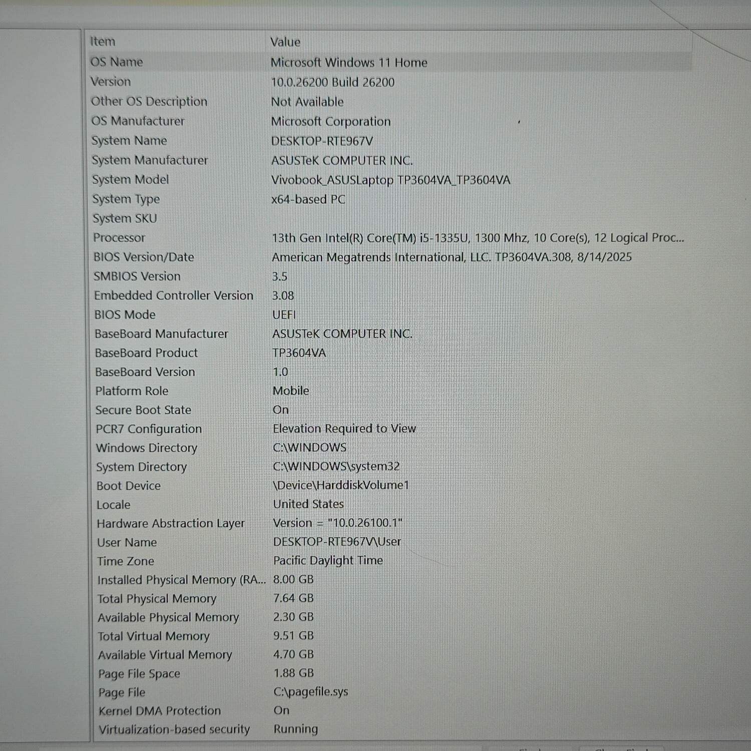Broken Asus Vivobook S 16 Flip TP3604VA 16″ i5-1335U 1.3GHz 8GB RAM 512GB SSD
