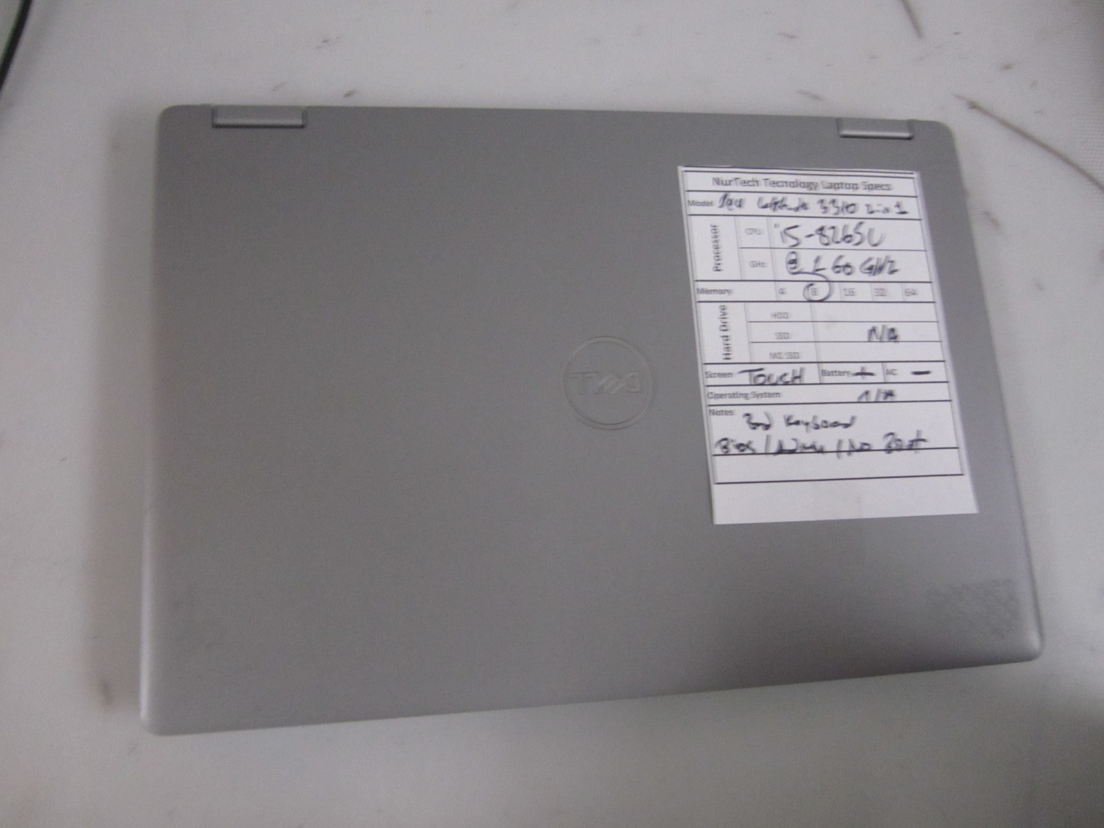 Dell 3310 2 in 1 I5-8265U 1.60GHZ 8GB NO HDD/AC/OS LAPTOP BIOS READ