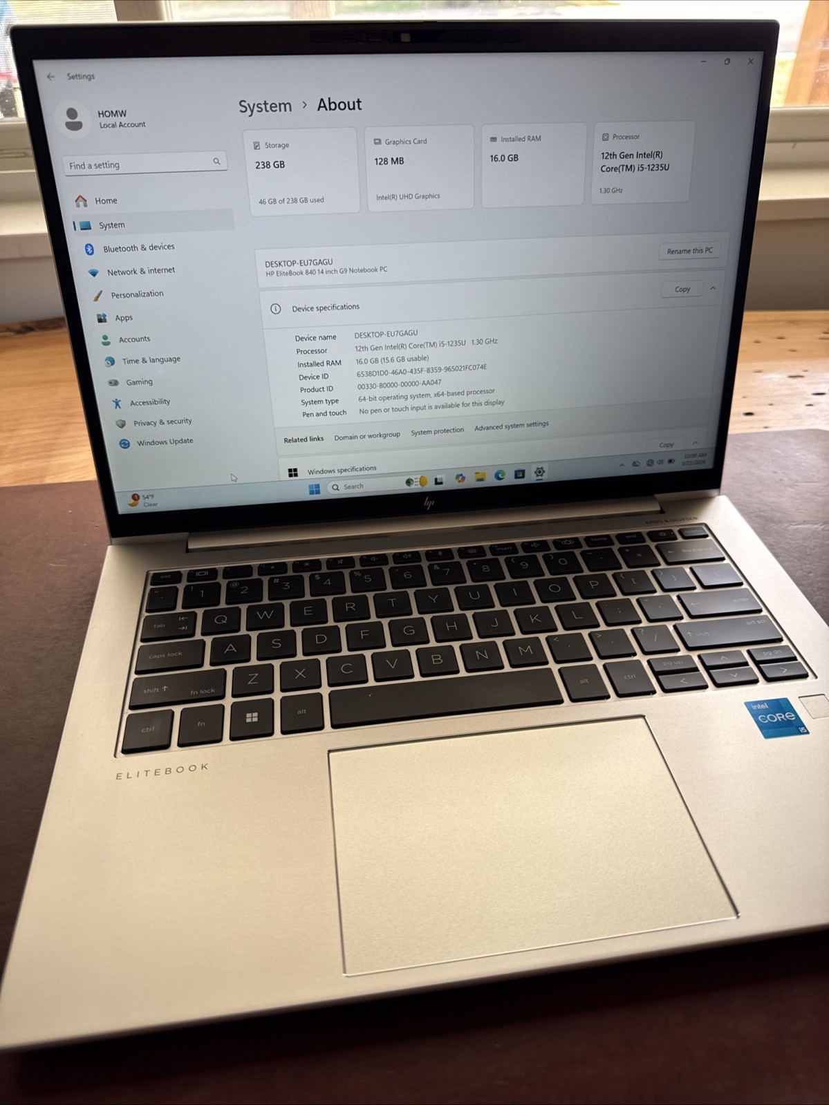 HP Elitebook 840 G9 14in FHD+ – Intel i5-1235U – 16GB RAM 256GB SSD