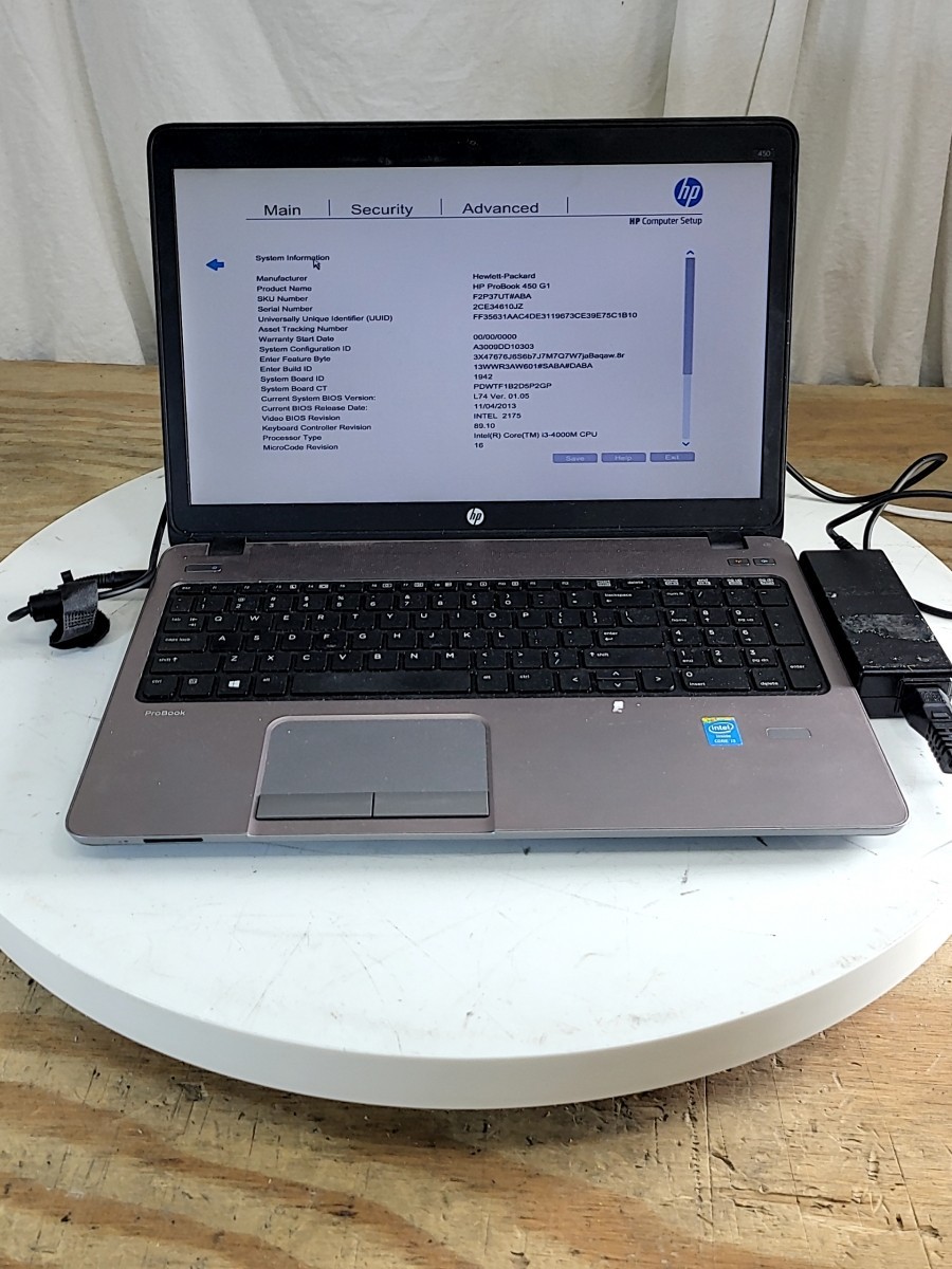 HP PROBOOK 450 G1 F2P37UT-ABA Laptop Intel Core I3-4000M 4GB 500GB SEE NOTES