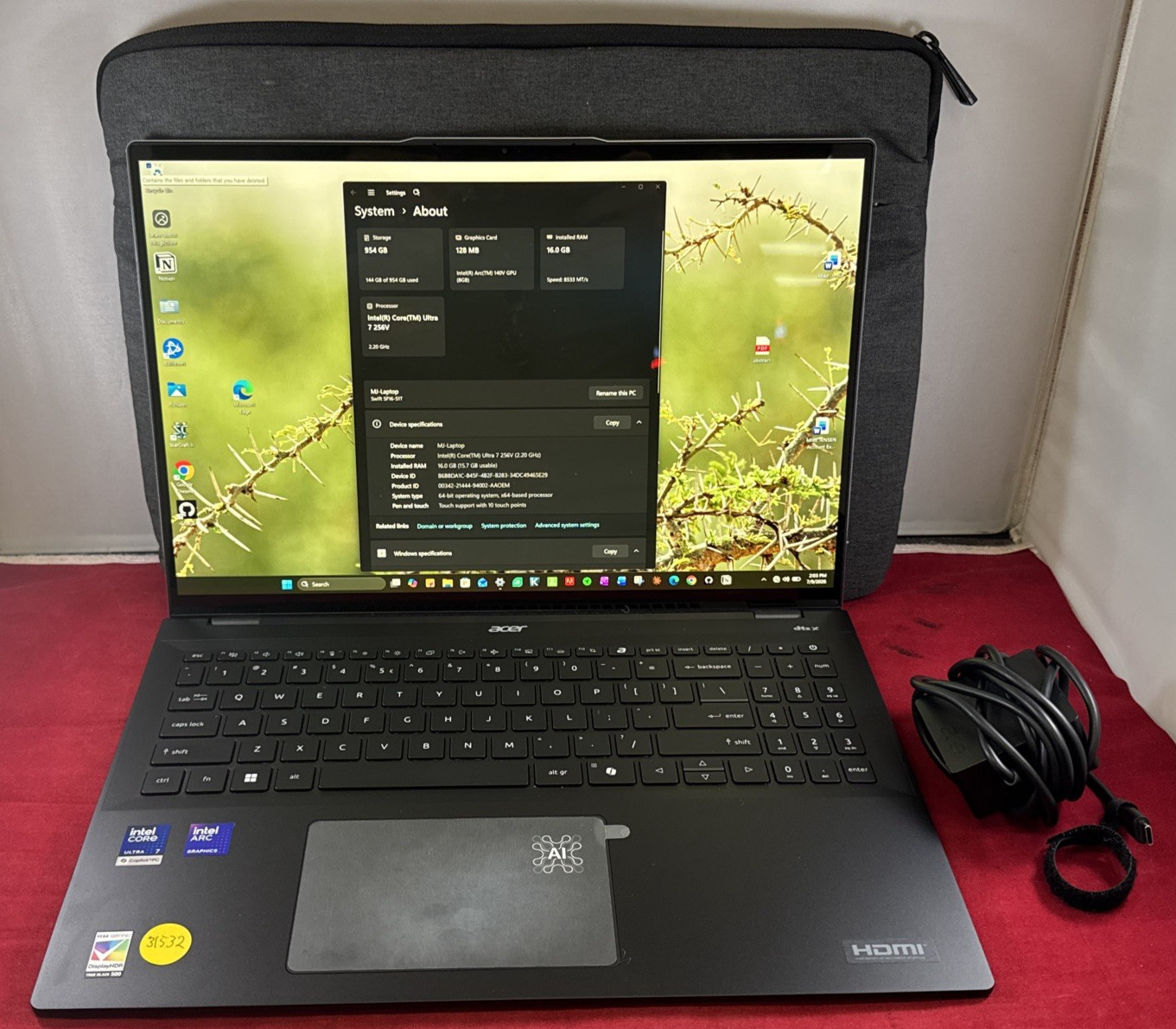 Acer Swift 16 AI N24Q11 16″ Core Ultra 7 256V 2.2GHz 16GB RAM 1TB SSD