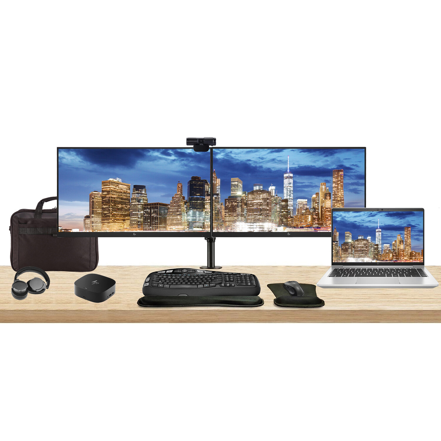 HP EliteBook 645 G10 14″, 32GB RAM Notebook with 2 x EliteDisplay 24″ Monitor