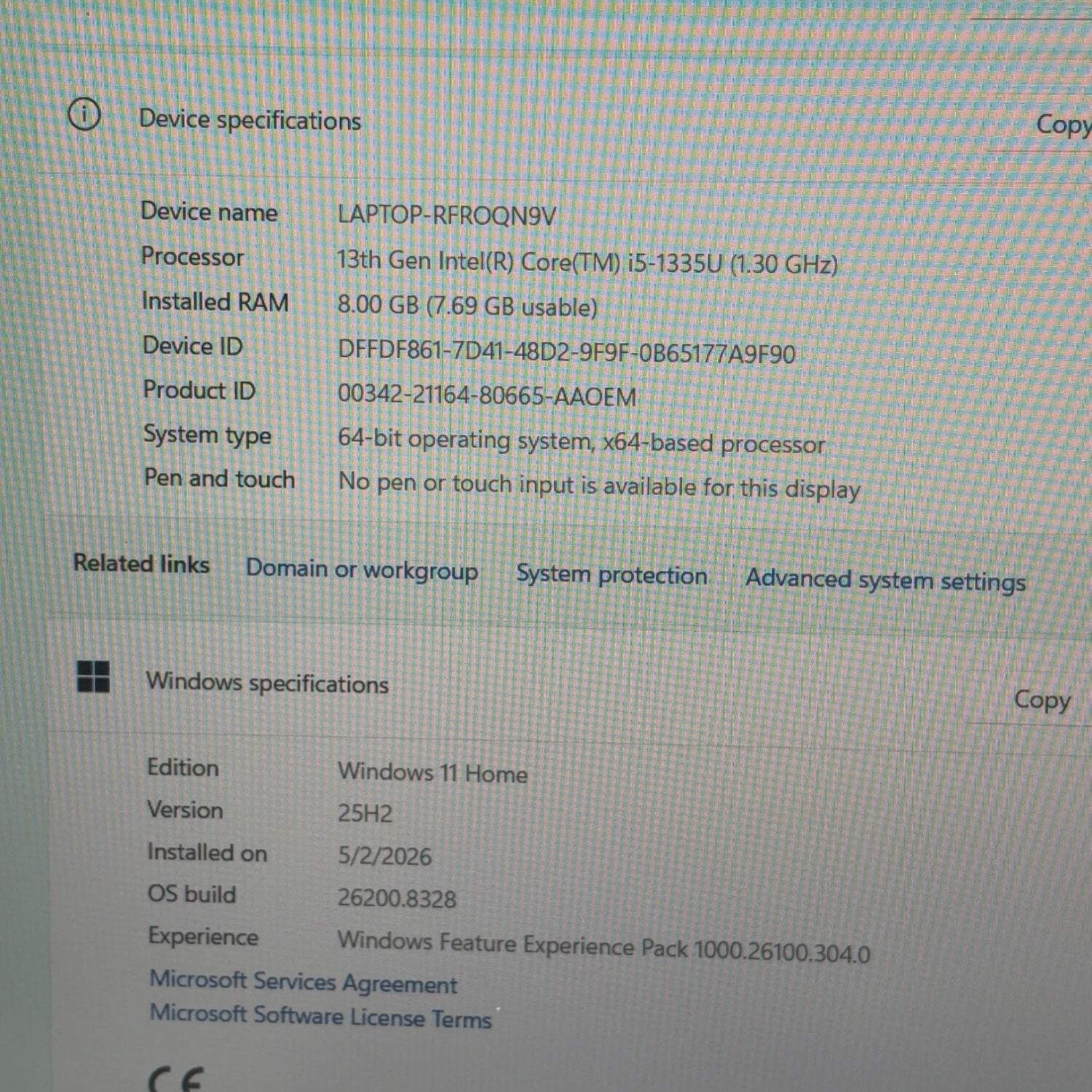 Acer Aspire Vero N23C8 i5-1335U 1.3GHz 8GB RAM 512GB SSD
