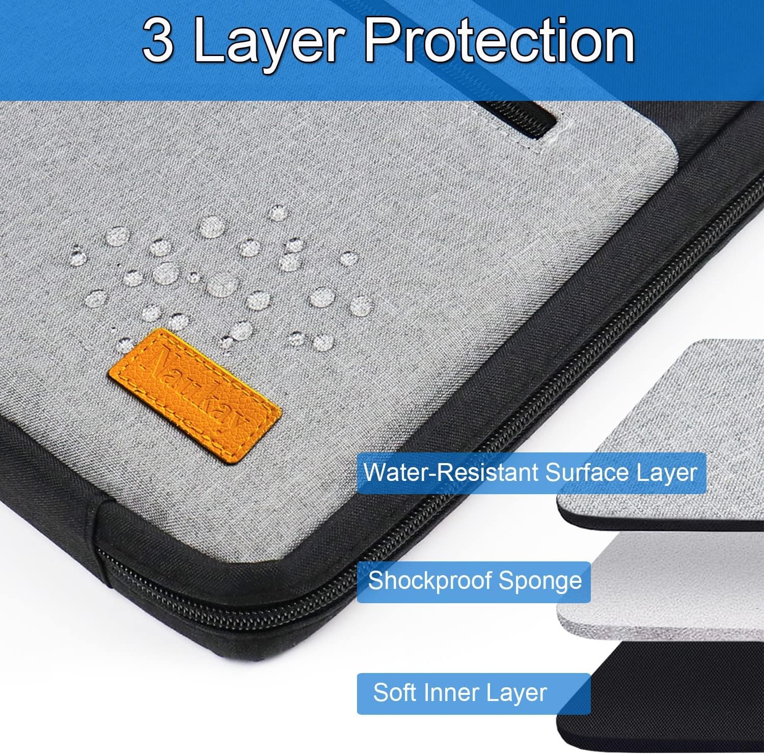 Slim Laptop Sleeve Case for 14″ MacBook Pro, Durable Protection Bag in Black/Gre