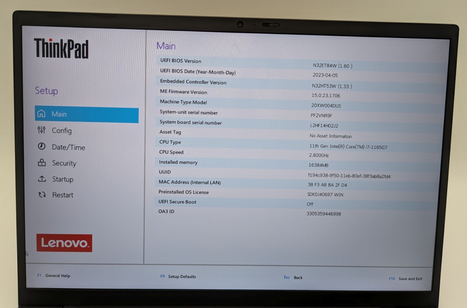 Lenovo ThinkPad X1 Carbon 9th Gen 14″ Laptop i7-1165G7 16GB RAM 512GB NVMe Win11