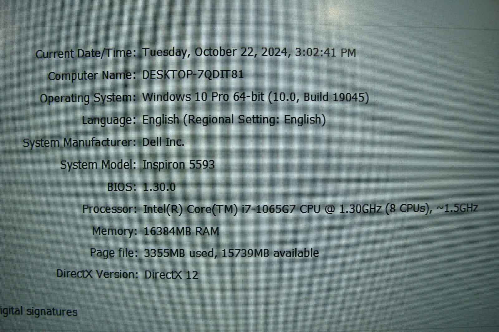 DELL Inspiron 5593 15.6″ FHD Intel i7-1065G7 1.3GHZ 16GB RAM 512GB SSD +Charger
