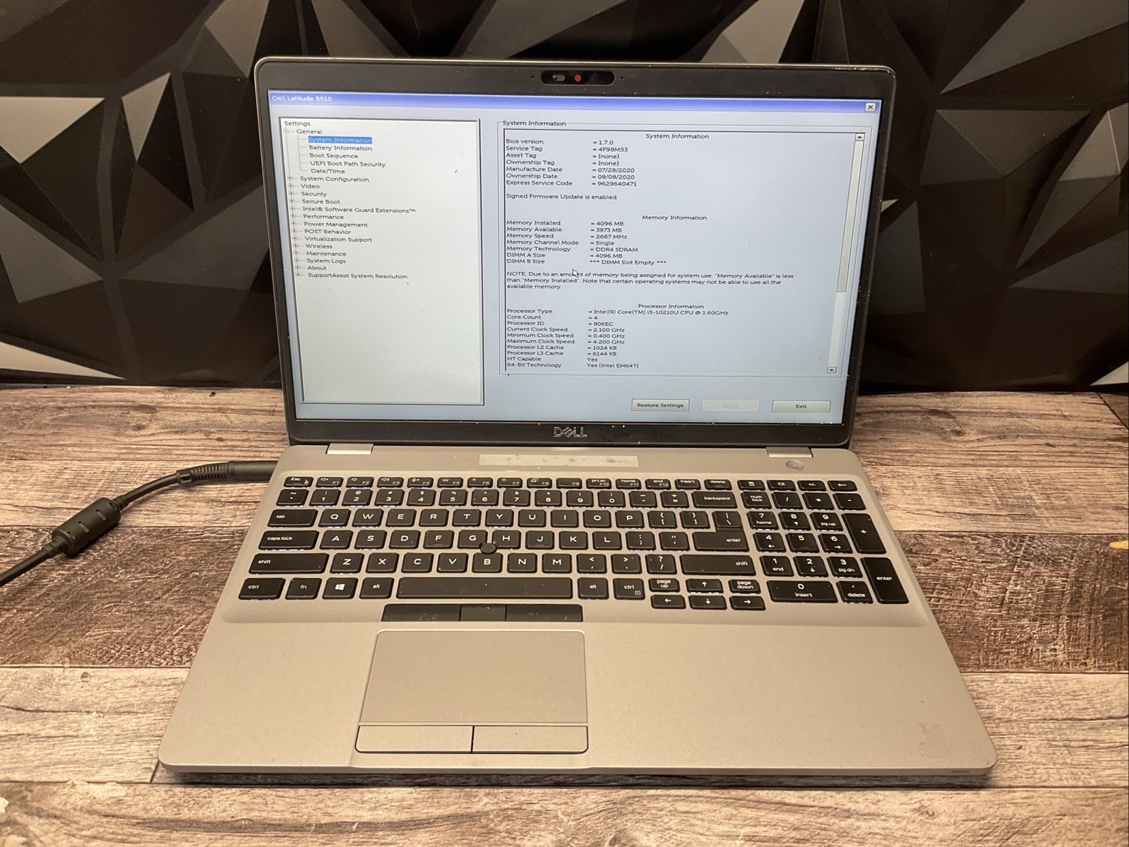 Latitude 5510 / i5 10th / No RAM Laptop Notebook PC / C5