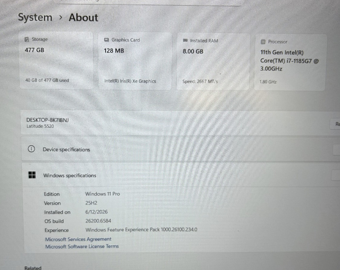 LOT OF 2 Dell Latitude 5520 15.6″ i7-1185G7 @3GHz – 8GB RAM – 512GB NVMe – W11P