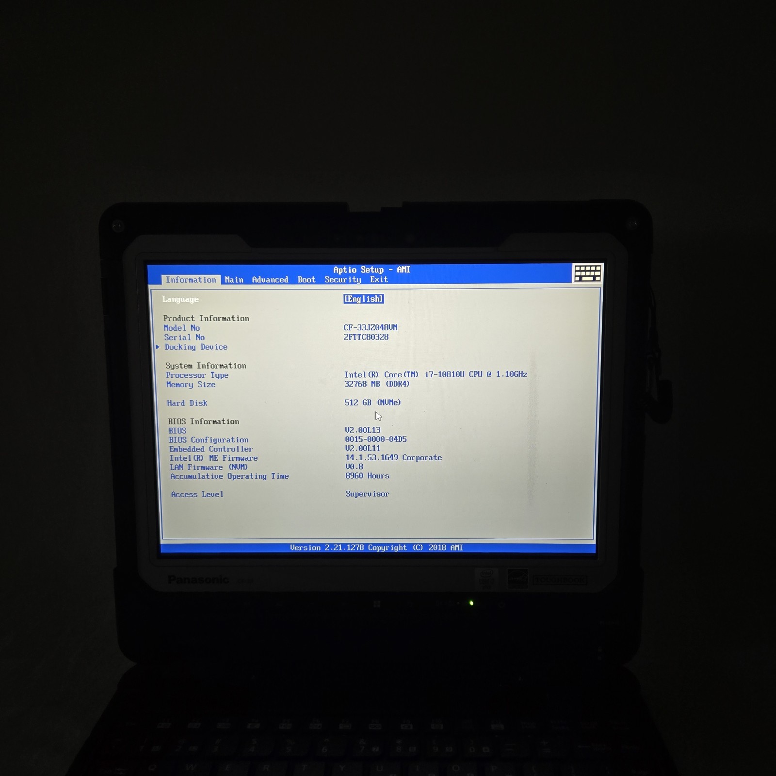 Panasonic Toughbook CF-33 i7-10810U 1.1GHz 512GB SSD 32GB Ram 4G GPS — Grade B