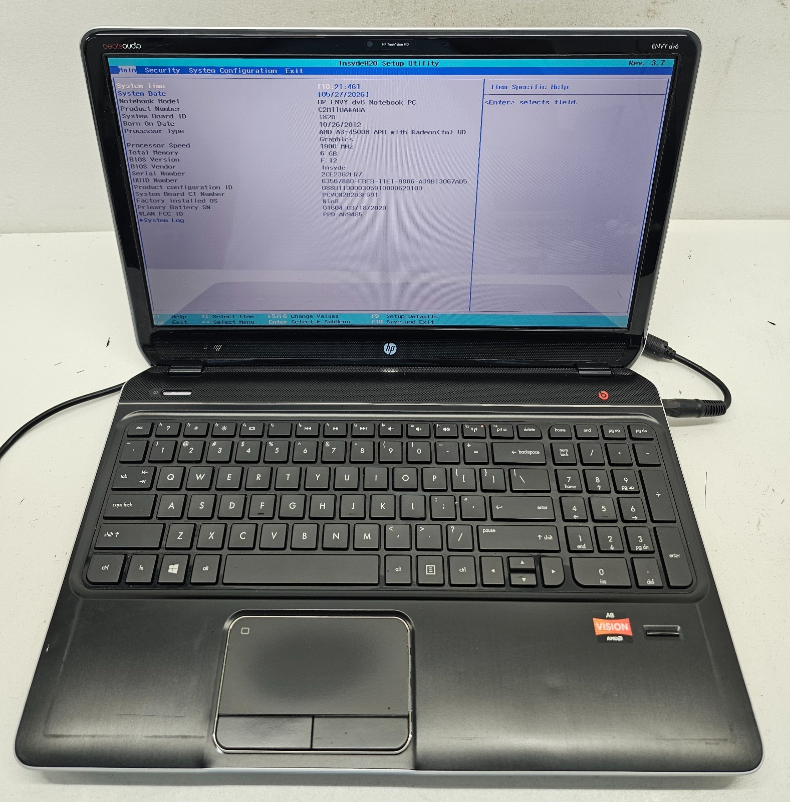 HP Envy dv6-7210us 15.6″ Laptop AMD A8-4500M 6GB Ram NO HD/OS (FL)