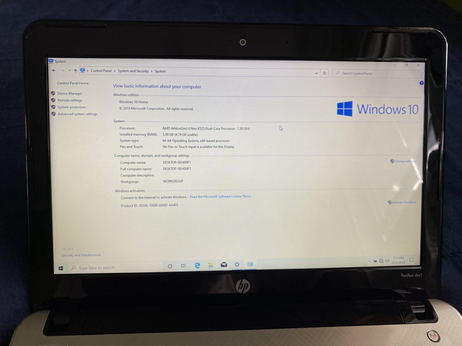 HP Pavilion dm1-2010nr 11.6” AMD Athlon II 1.3GHz 5GB RAM 300GB HDD Windows 10