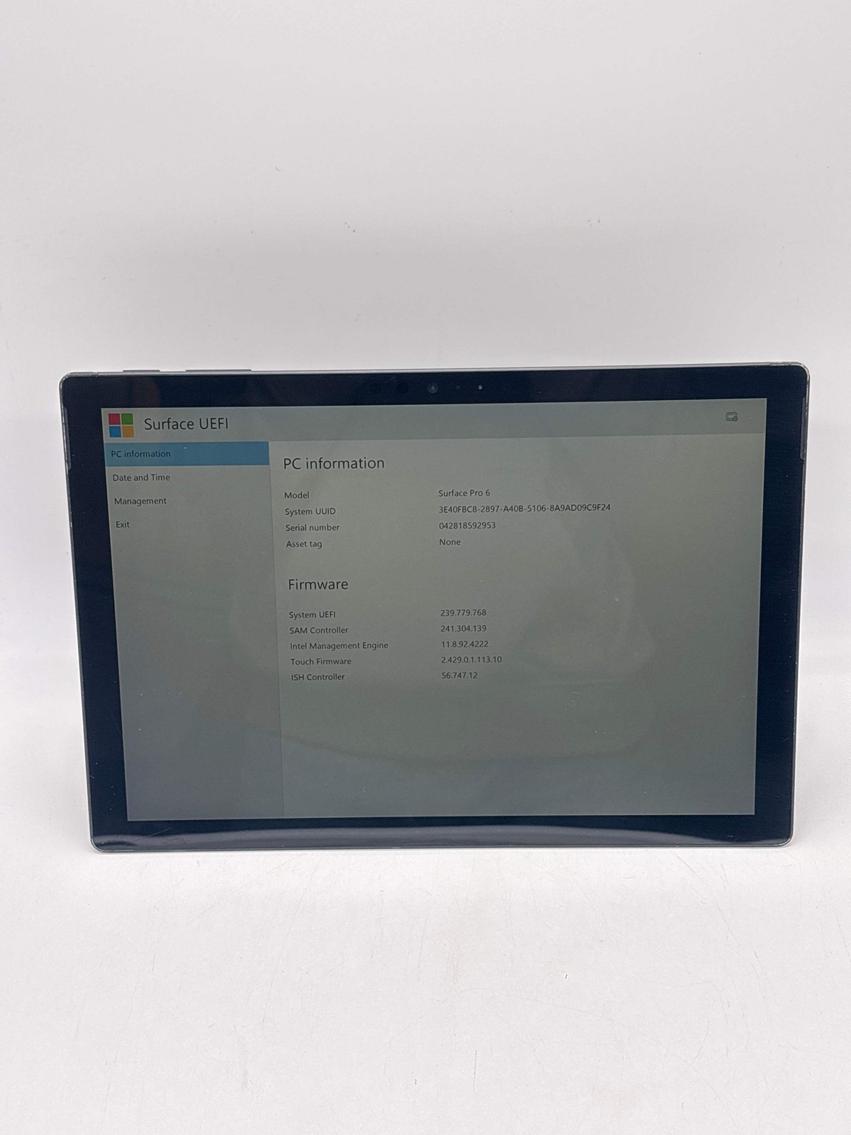 Microsoft Surface Pro 6 1796 i7-8650U 8GB 256GB SSD – Bios Locked