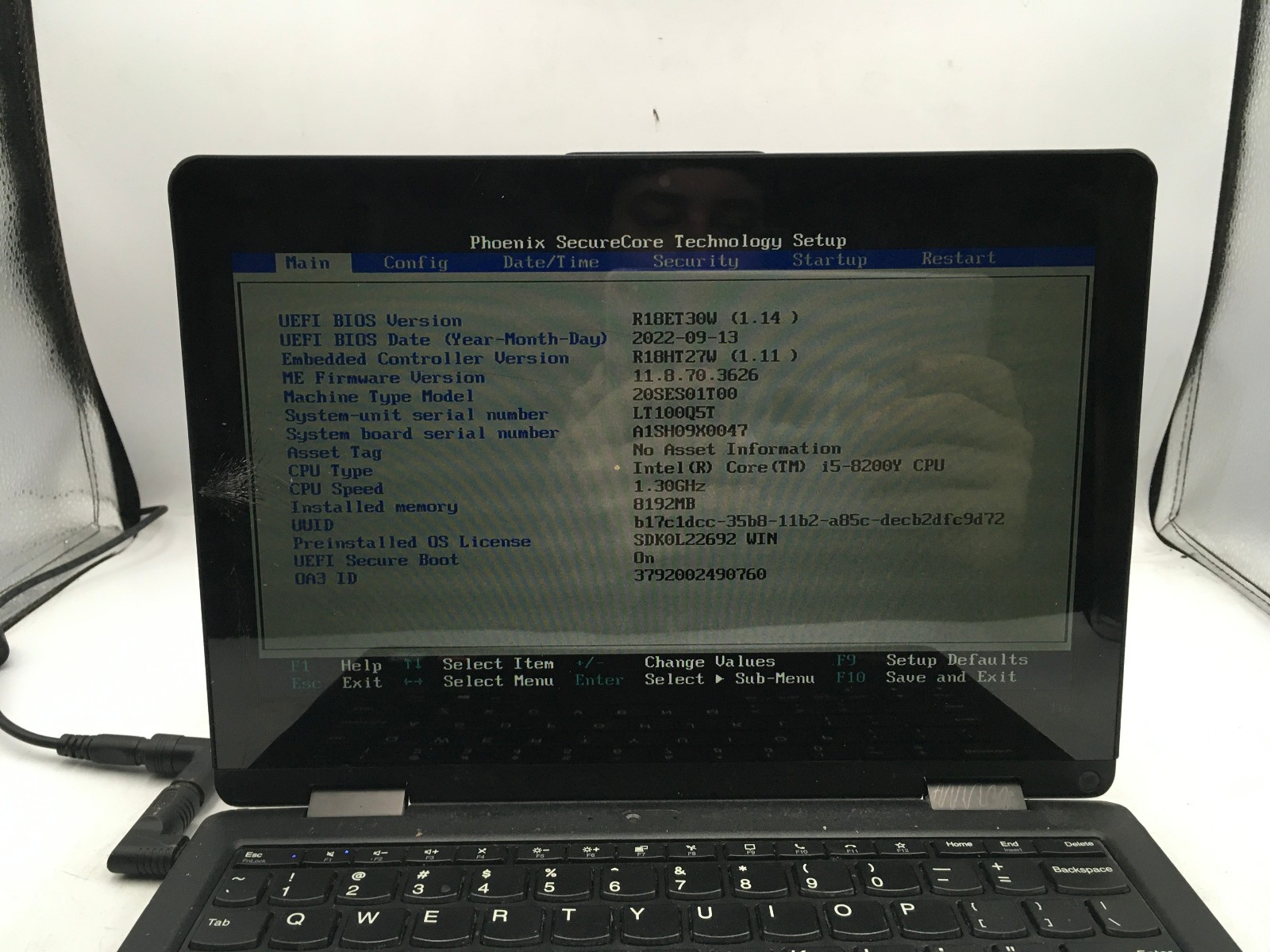 LENOVO THINKPAD 11E YOGA GEN 6 -BOOTS TO BIOS- INTEL i5 8100Y – 8GB RAM -READ-BB