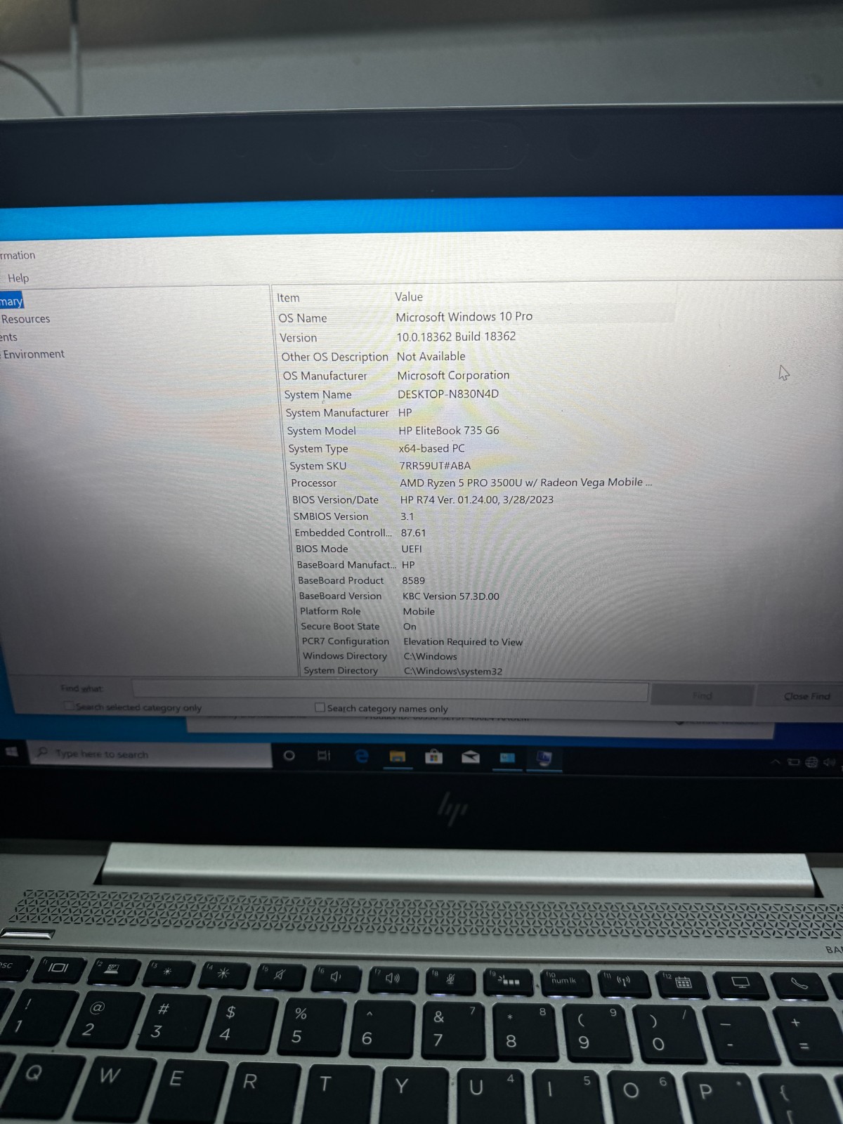 HP Elitebook 735 G6 Ryzen 5 PRO 3500U, 8GB RAM, 256GB SSD, Win10 #2053