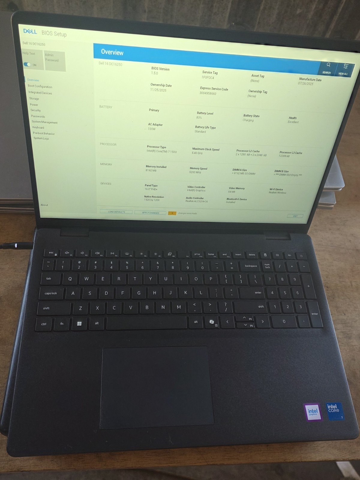 Dell Dc16250 16″ Touch Intel® Core™ 7-150U, 10 cores 1 TB SSD 16 GB DDR5 Good B