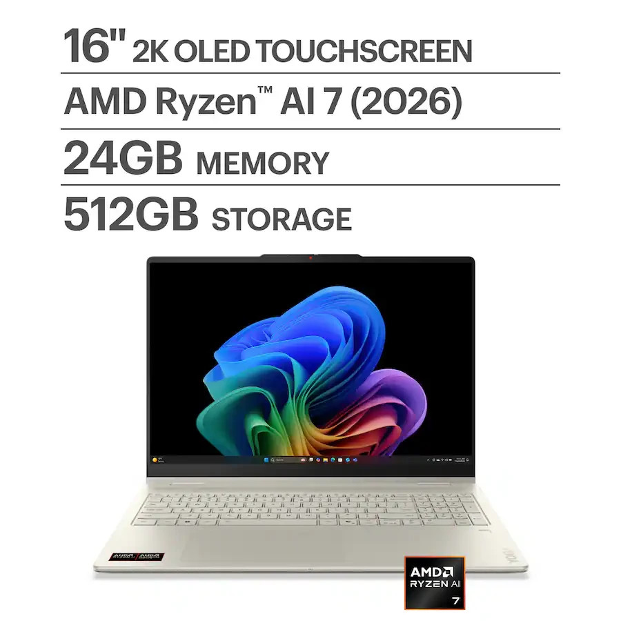 Lenovo Yoga 7a 16″ 2K OLED Touch Ryzen AI 7 24GB 512GB Copilot+ PC Laptop