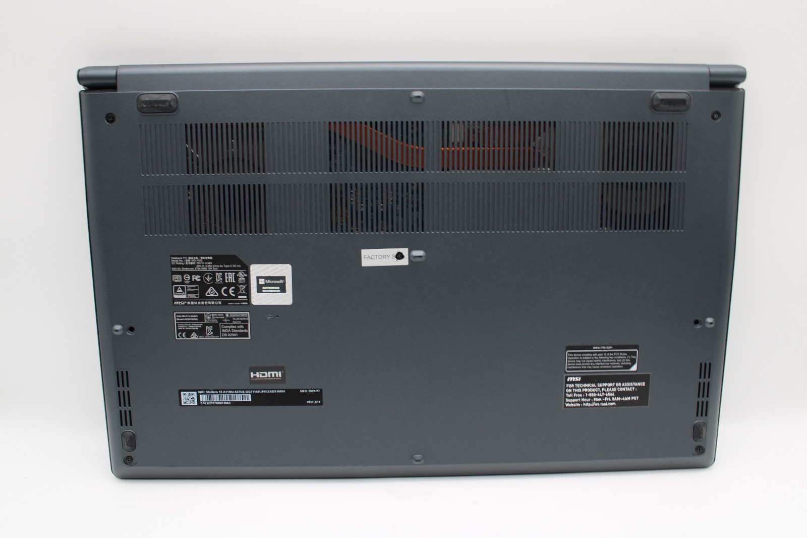 MSI Modern 15 MS-1552 _ I7-1165G7 @ 2.8 _ 16GB RAM _ 512GB SSD _ W11P