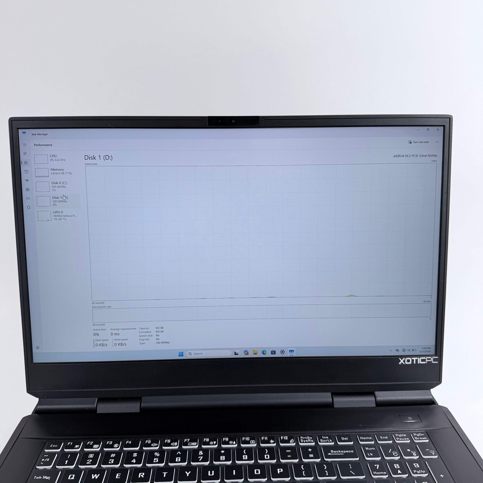 XOTICPC Laptop 1JT4V90 17.3″ i9-10900K 3.7GHz 64GB RAM 1TB SSD 512GB SSD RTX3070