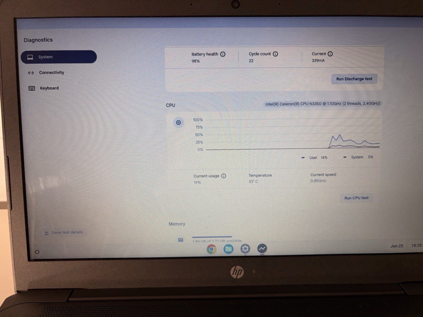 HP Chromebook 14 14″ Celeron N3350 4GB 32GB eMMC Chrome OS Black Charger