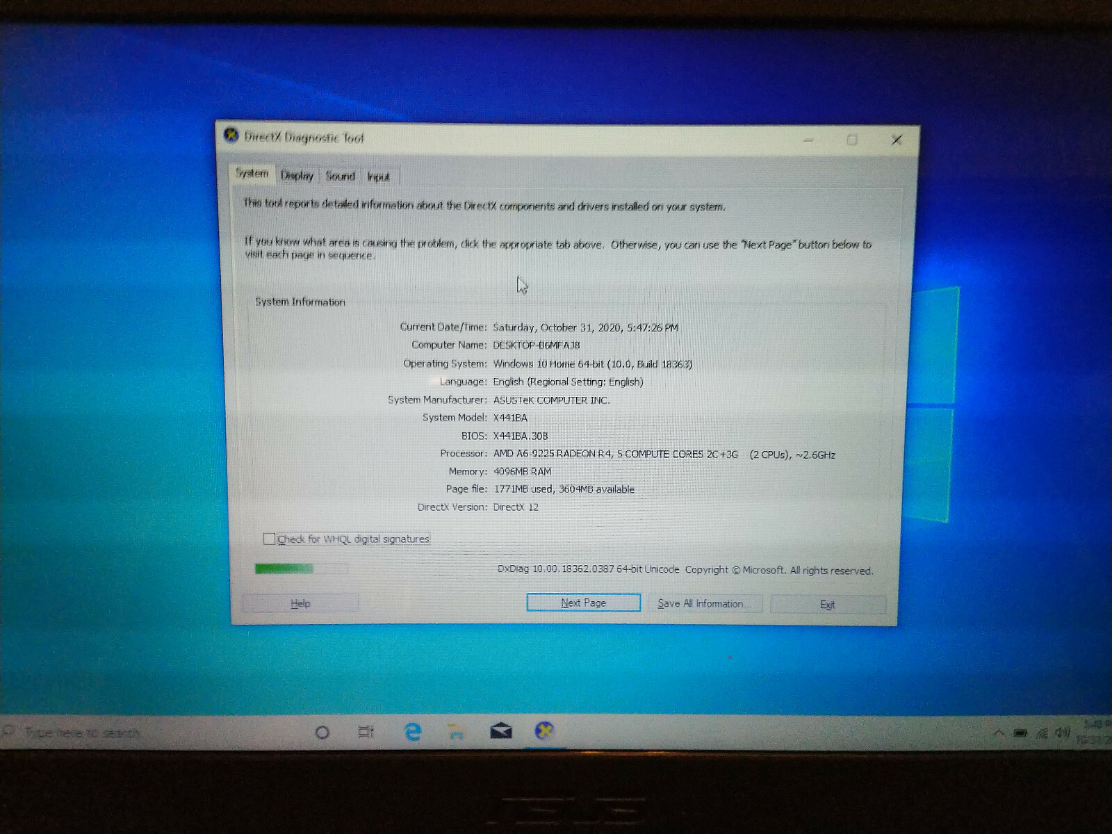 ASUS X441BA 14″ 500GB HDD, AMD A6-9225, 2.6GHz, 4GB RAM Radeon R4 Laptop, Silver