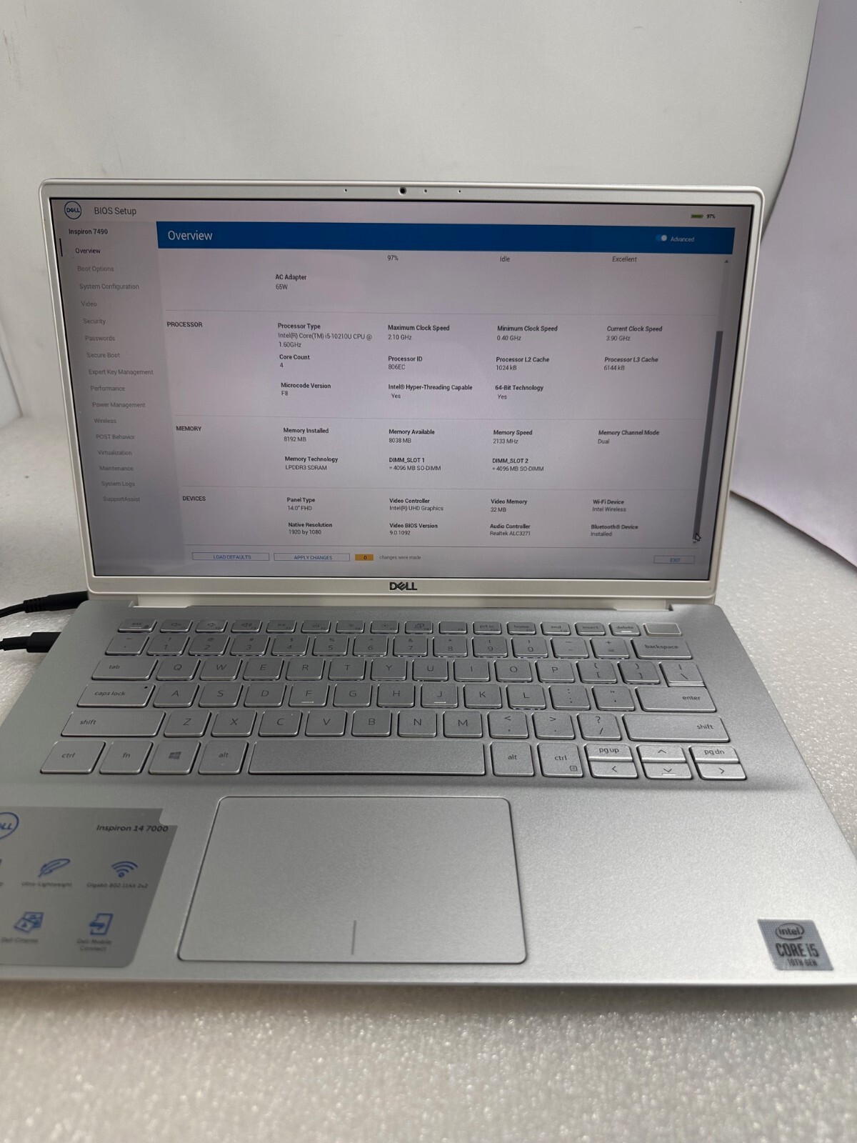 Dell Inspiron 7490 14″ FHD Intel Corei5-10210U 8GB RAM256gb PCIe Windows 11