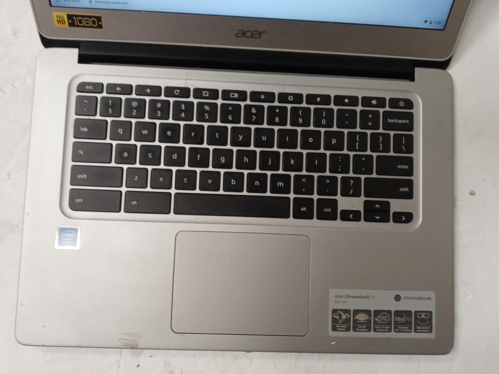 Acer ChromeBook 14 CB3-431 Atom x5 e8000 1.04GHz 4gb RAM 32gb SSD 14″ HD NO ADAP