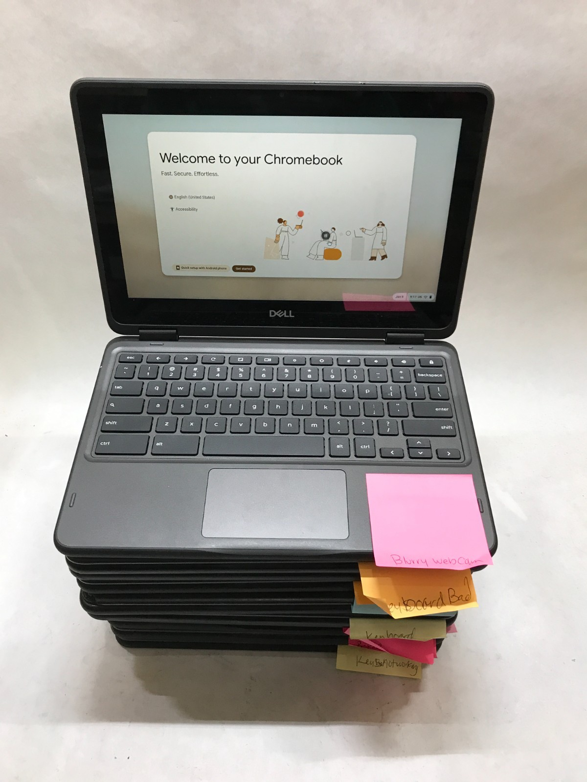 Lot of 10 Dell ChromeBook 3100 2in1 11″ Celeron 4GB RAM 32GB For Parts READ – DW