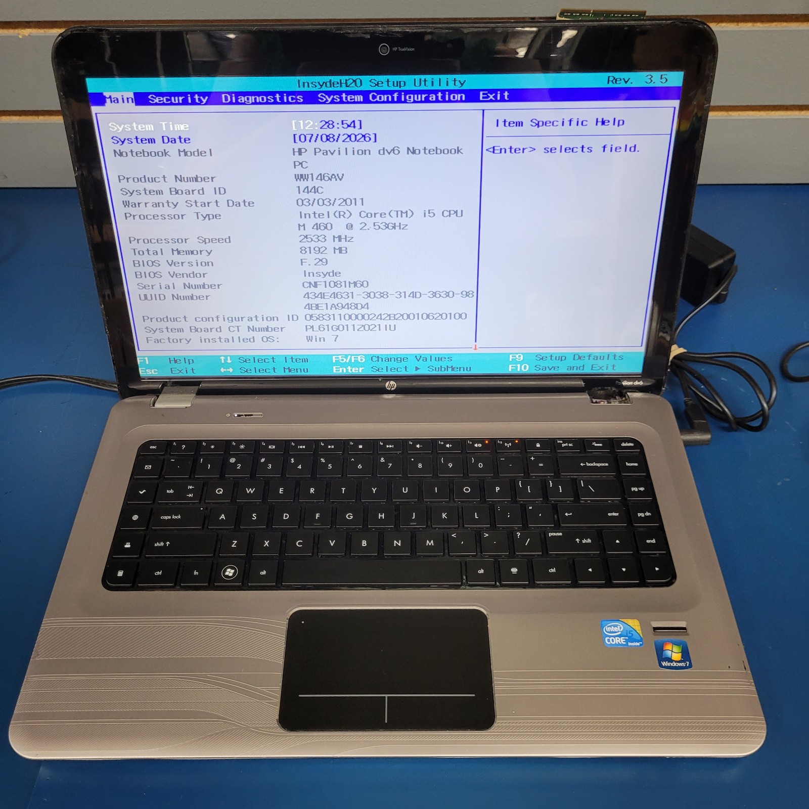HP Pavilion dv6t-3100 Intel i5-m460 @2.53GHz 8 GB RAM – NO HDD