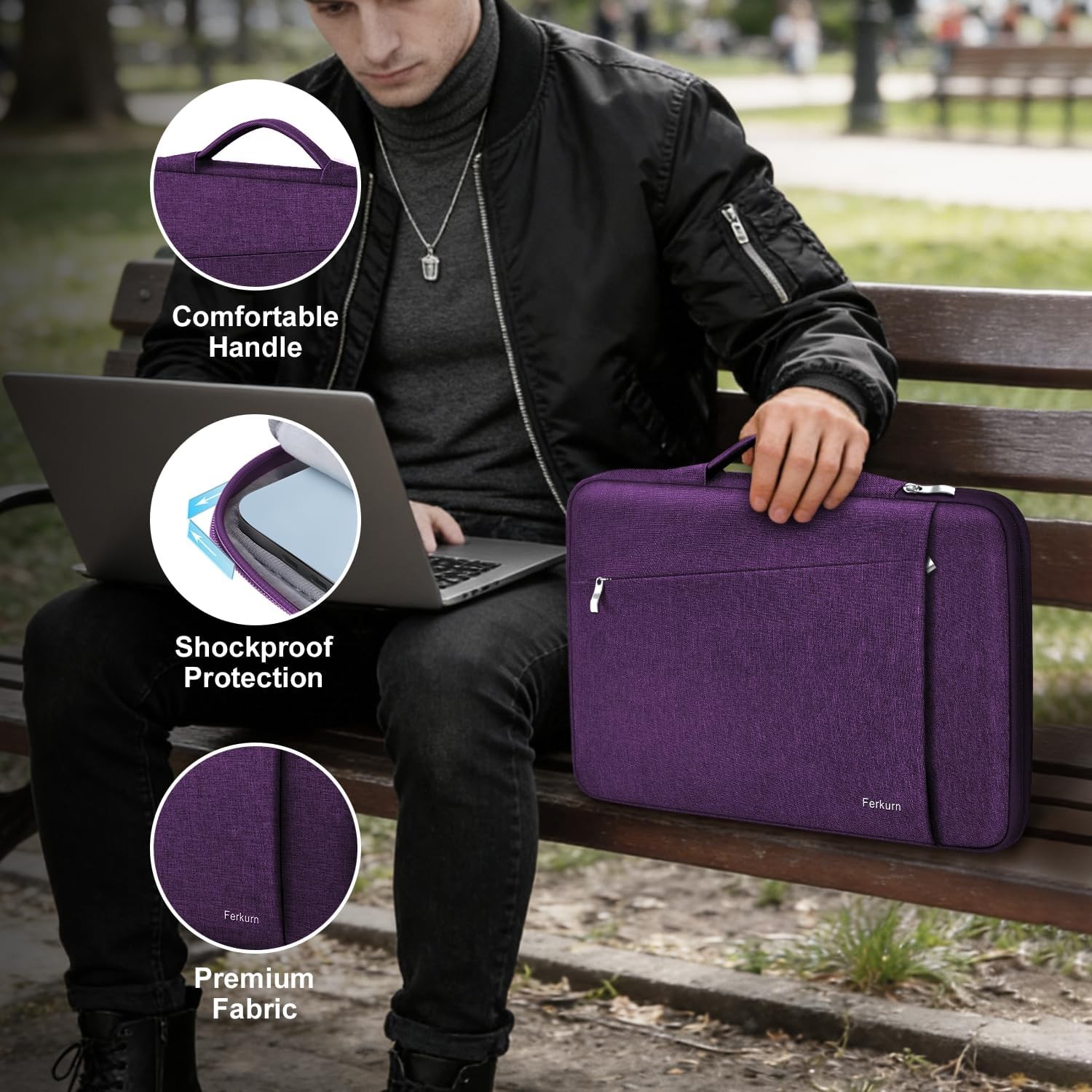 Laptop Case Sleeve for Men Women Chromebook Case 15.6 inch, Purple