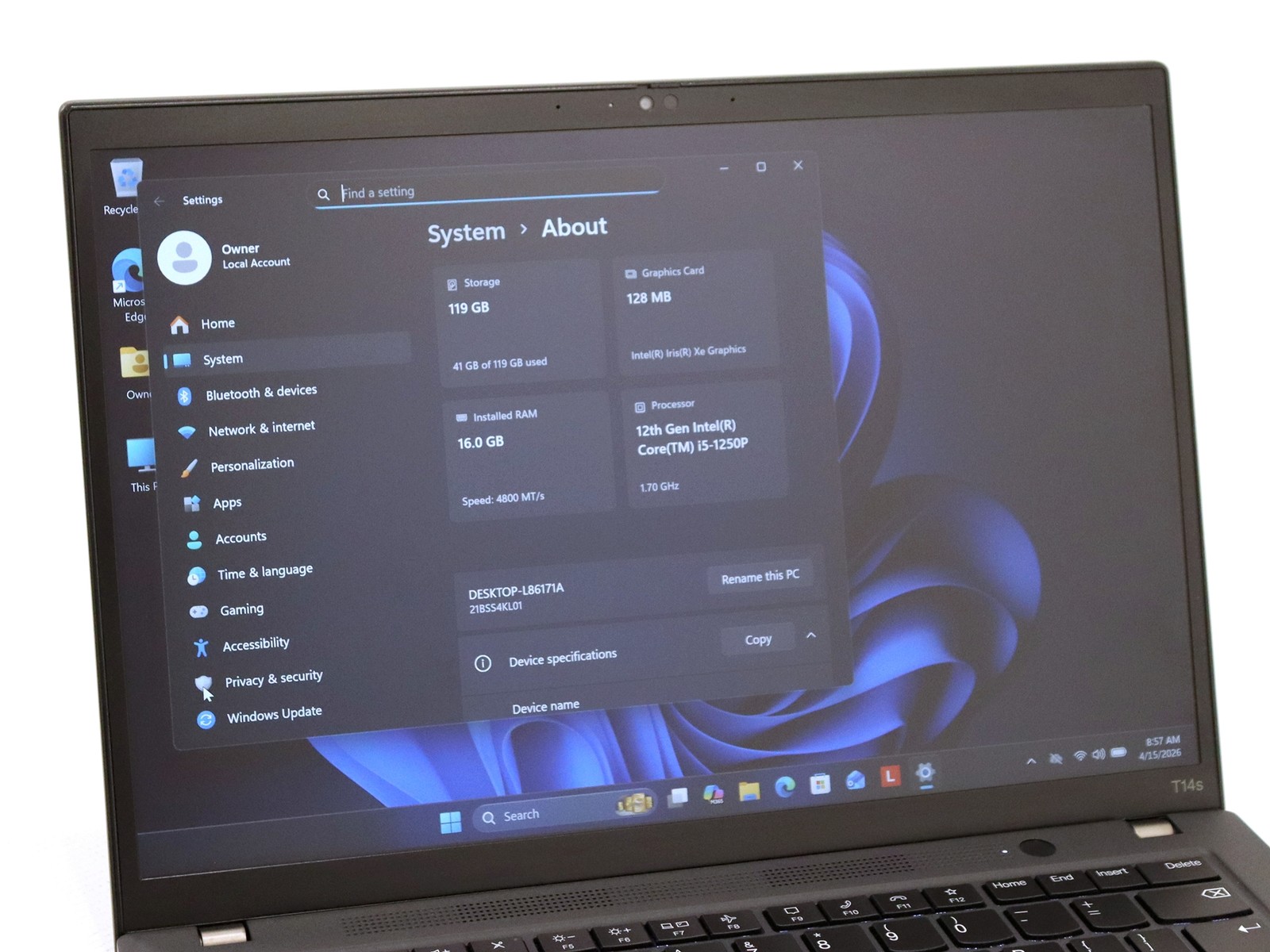 Lenovo ThinkPad T14s Gen 3 14.0″ FHD+ Intel i5-1250P 16GB 128GB NVMe W11P