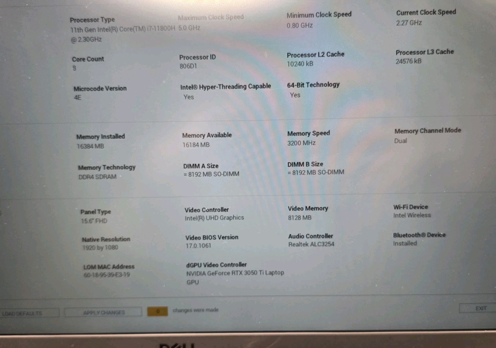 Dell G15 5511 15.6 Gray 165Hz Intel Core i7-11800H 16GB 512 GB SSD RTX 3050 Ti
