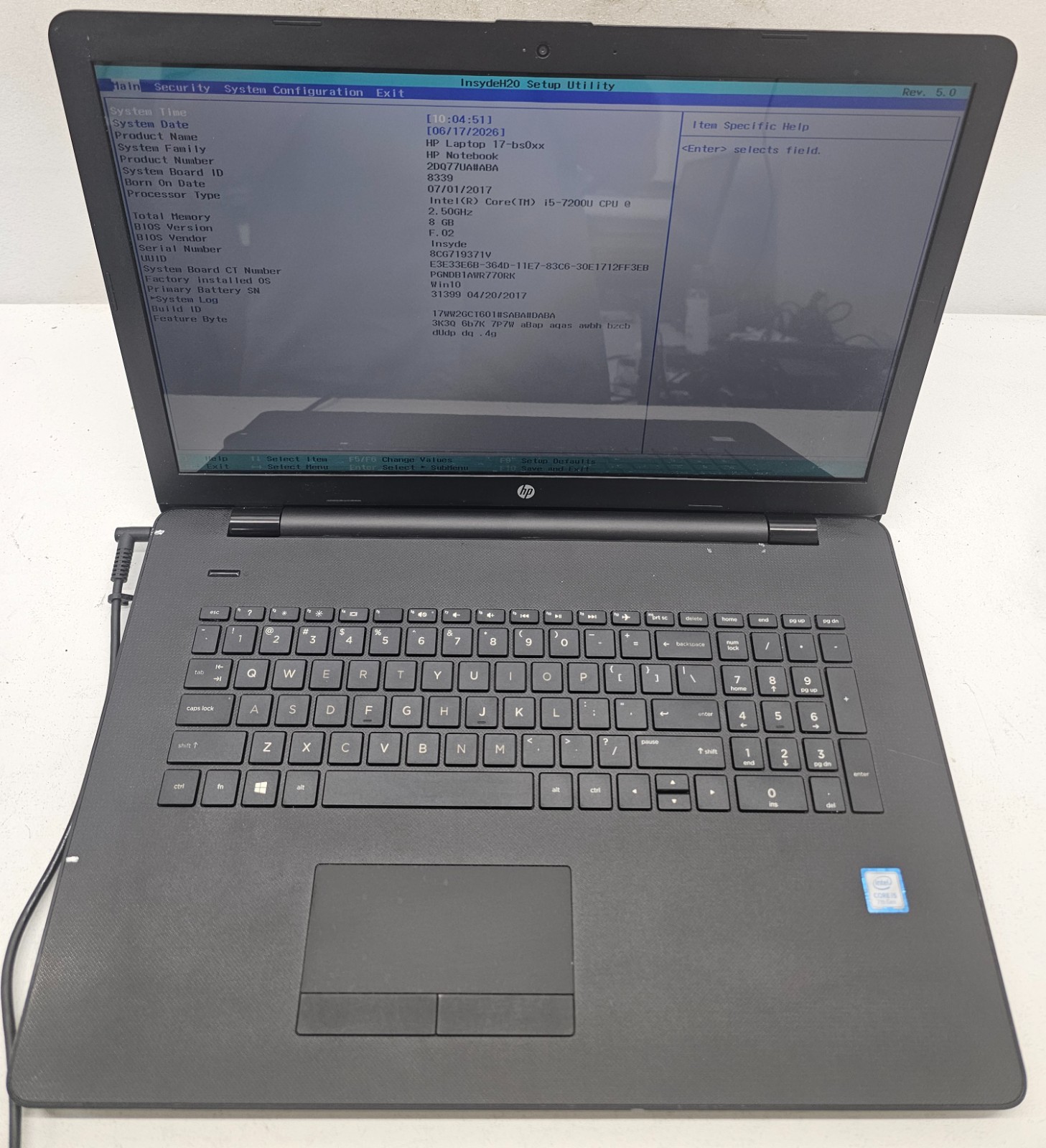 HP Laptop 17-bs011dx 17.3″ Intel Core i5-7200U 8GB Ram NO HD/OS (FL)