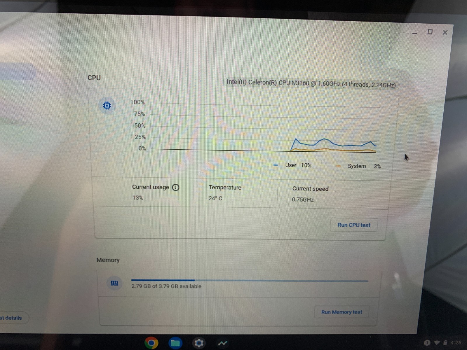 Acer CB5-132T Chromebook, Intel Celeron N3160 1.6GHz, 4GB RAM, 77% Battery
