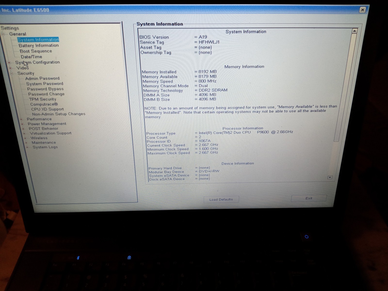 Vintage Dell Latitude E6500 Intel Core2 Duo CPU T9400 8GB Webcam Bluetooth