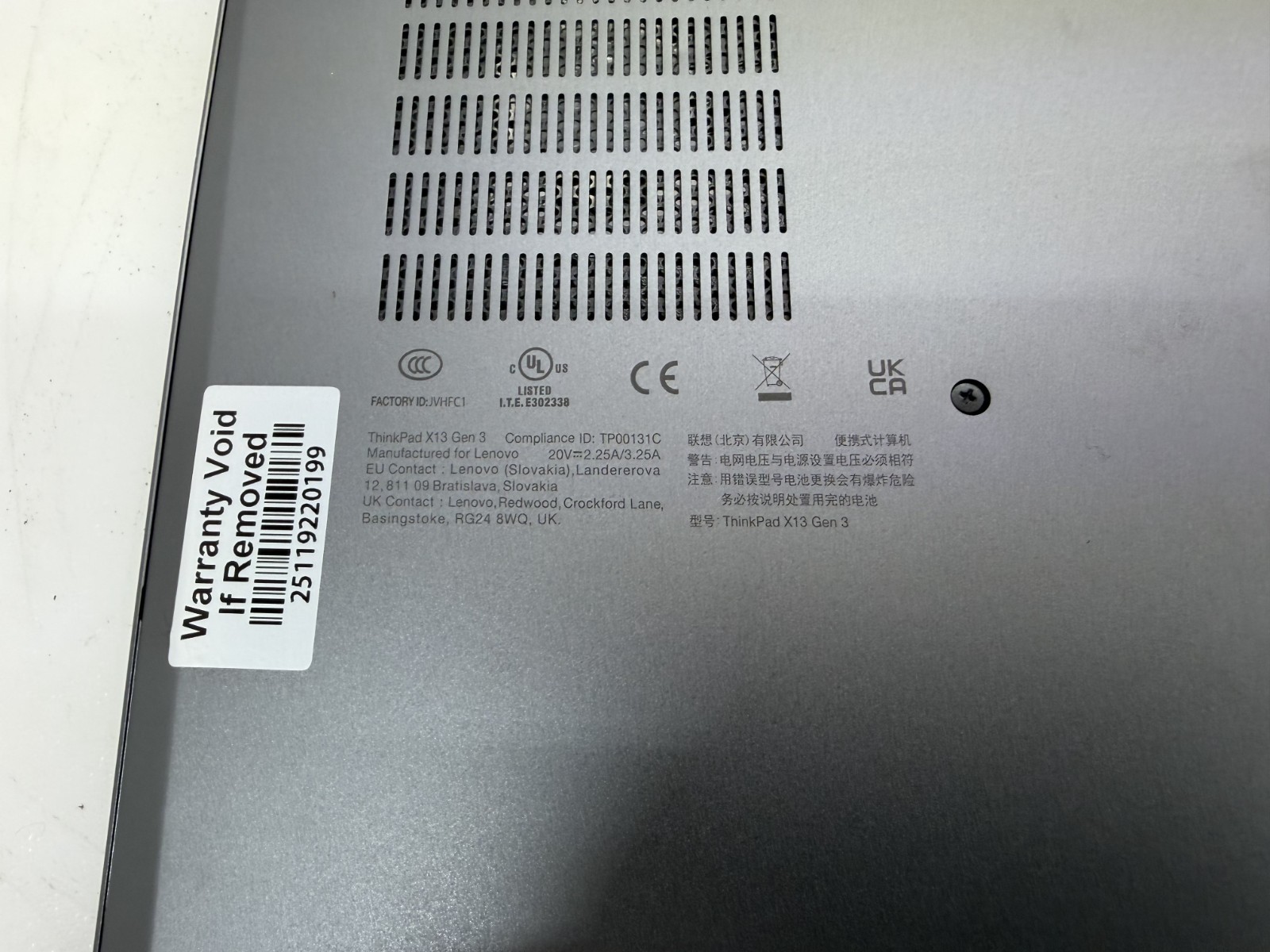 LENOVO THINKPAD X13 Gen 3 i3-1215U@ 1.20GHz 8GB RAM 512GB NVMe W11P AL CASE W/AC