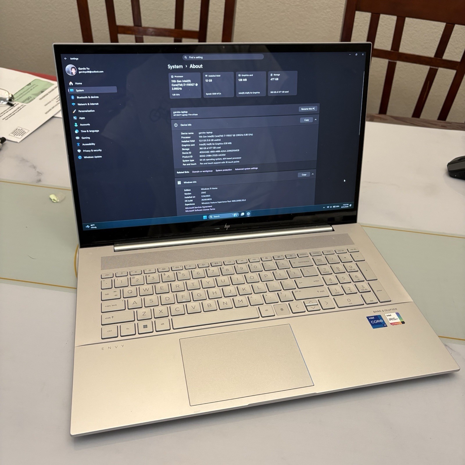HP Envy 17M-CH1013DX Laptop Intel Core I7-1195G7, 512GB, KEYBOARD BROKEN