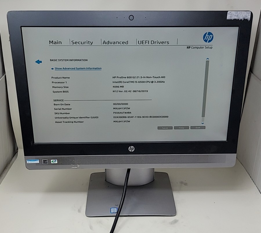 HP PROONE 600 G2 P5V64UT-ABA AIO Intel I5-6500 4GB SEE NOTES