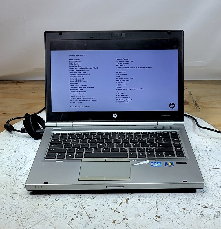 HP ELITEBOOK 8470P D2E04UP-ABA Laptop Intel I5-3210M 8GB 500GB SEE NOTES