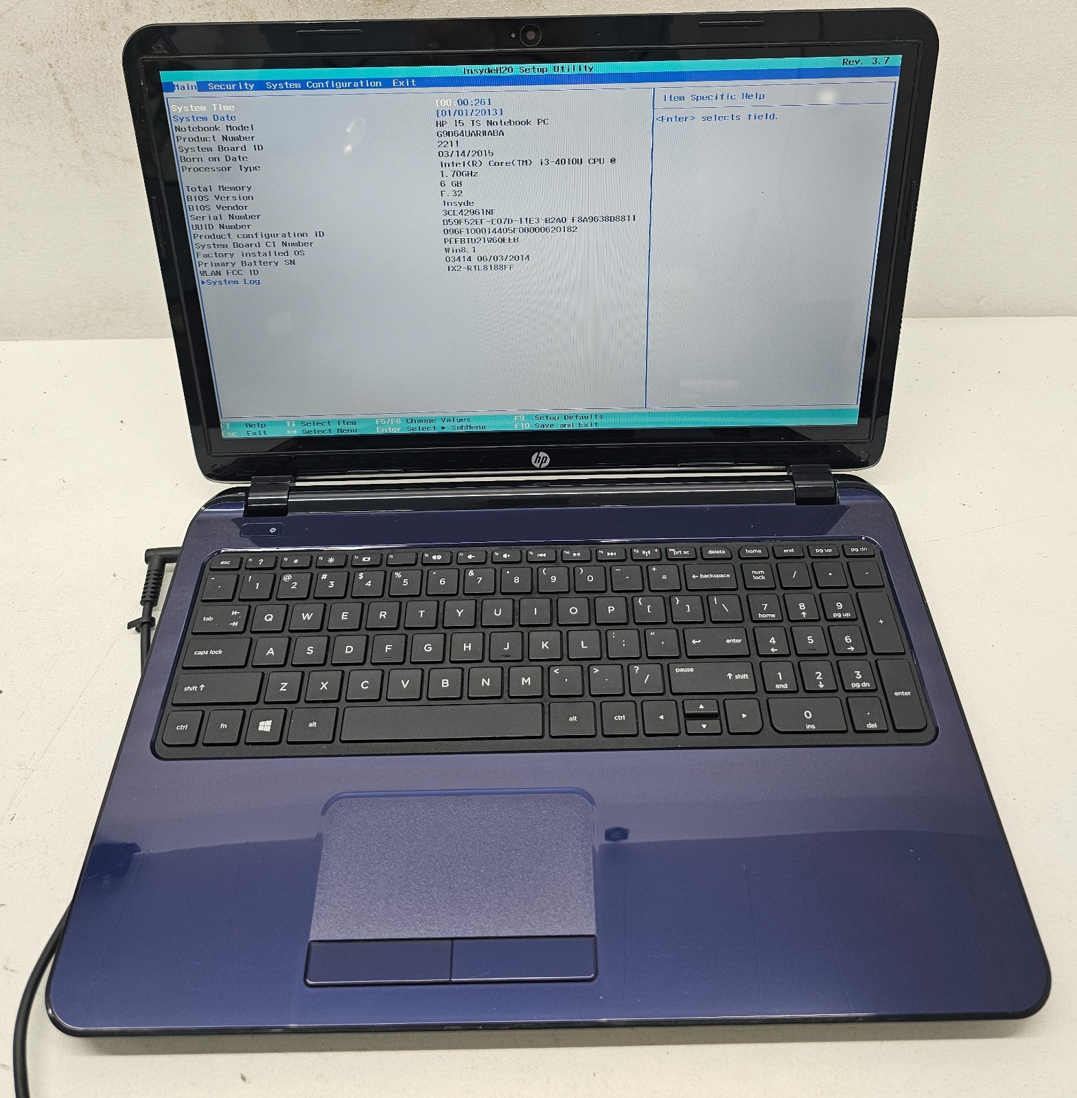HP 15 TS 15-r053cl Laptop Intel Core i3-4010U 6GB Ram NO HD/OS (FL)