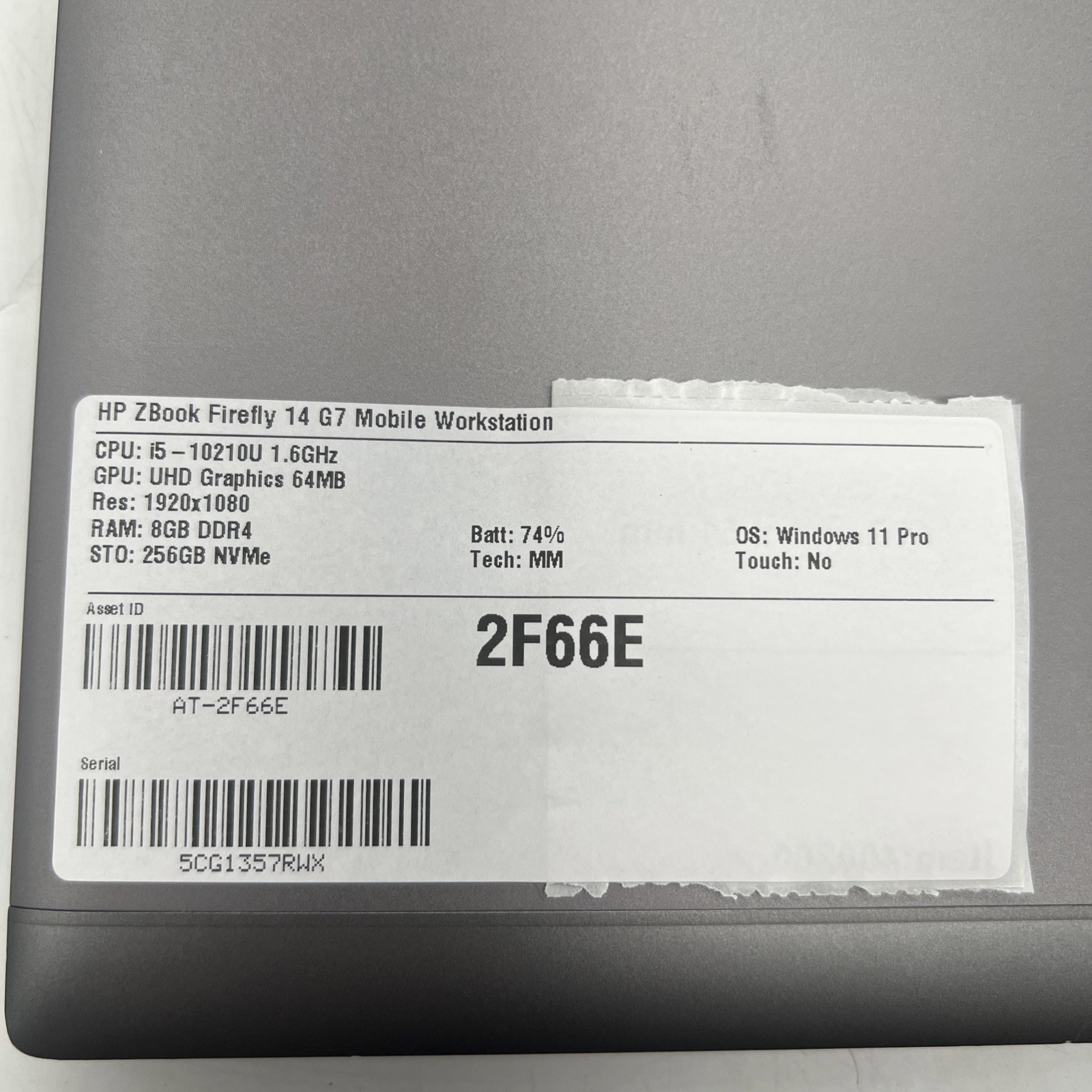 HP ZBook Firefly G7 I5 10210U 1.6GHz 8GB RAM 256GB SSD Win11P