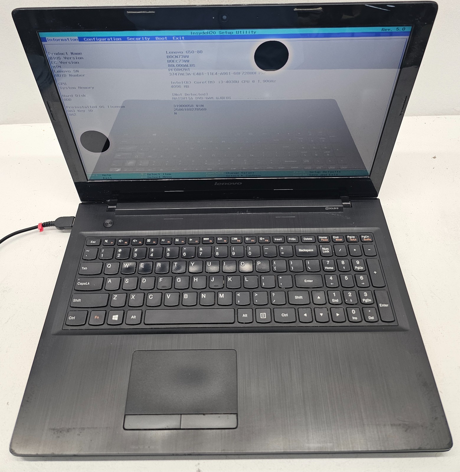 Lenovo G50-80 15.6″ Laptop Intel Core i3-4030U 4GB Ram NO HD/OS (FL)