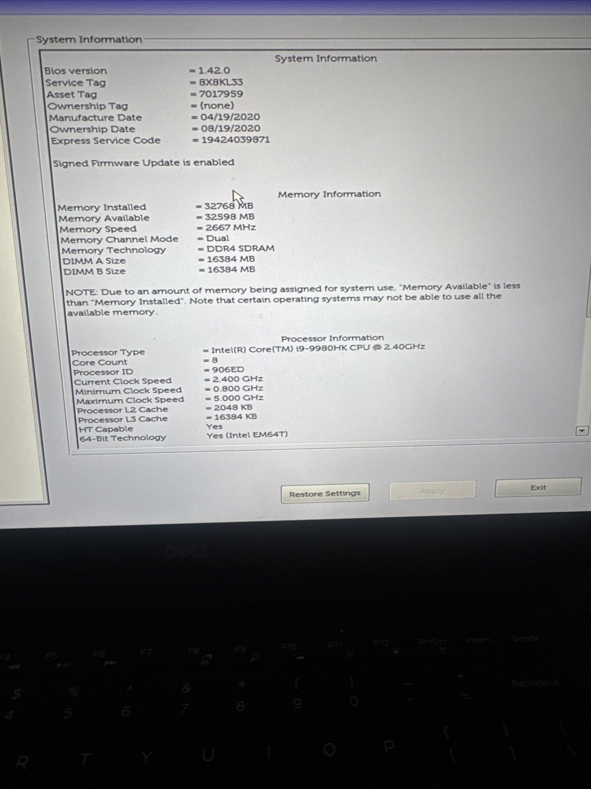 Dell Precision 5540 15.6” FHD i9-9980HK 32GB RAM 1TB SSD Win 11 Pro